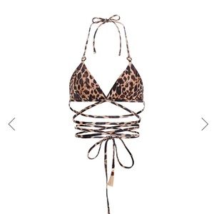 Agua Bendita Bikini Filipa Balam triangle Top reversible leopard sz Large NWT